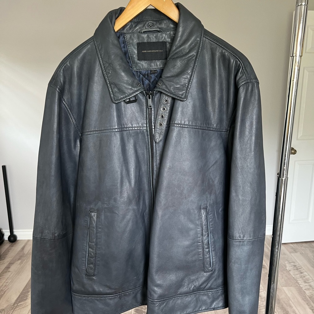 John varvatos leather jacket with leopard lining. Excellent condition. Size XL